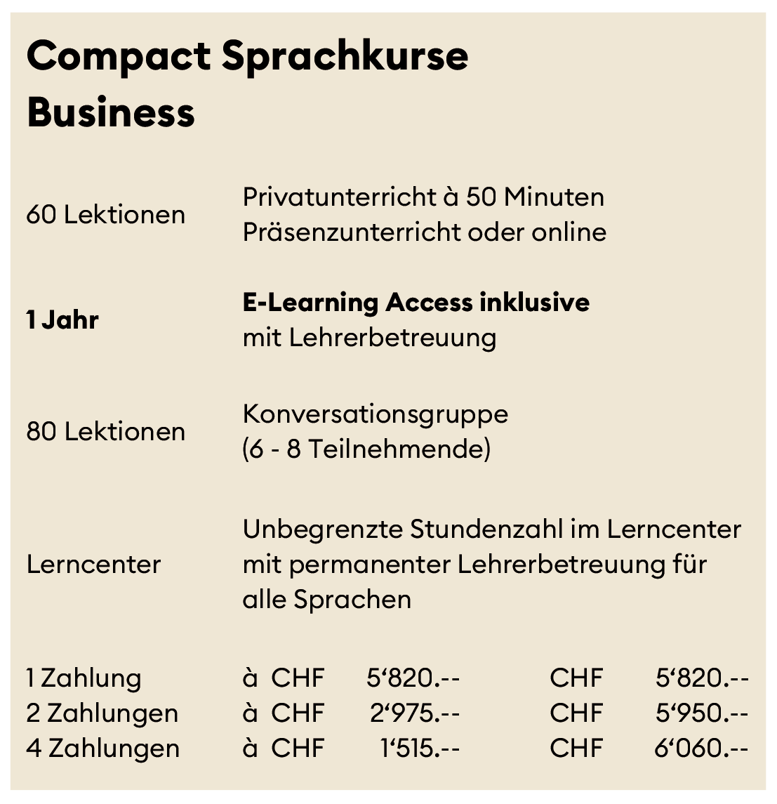 Compact Spachkurse Business