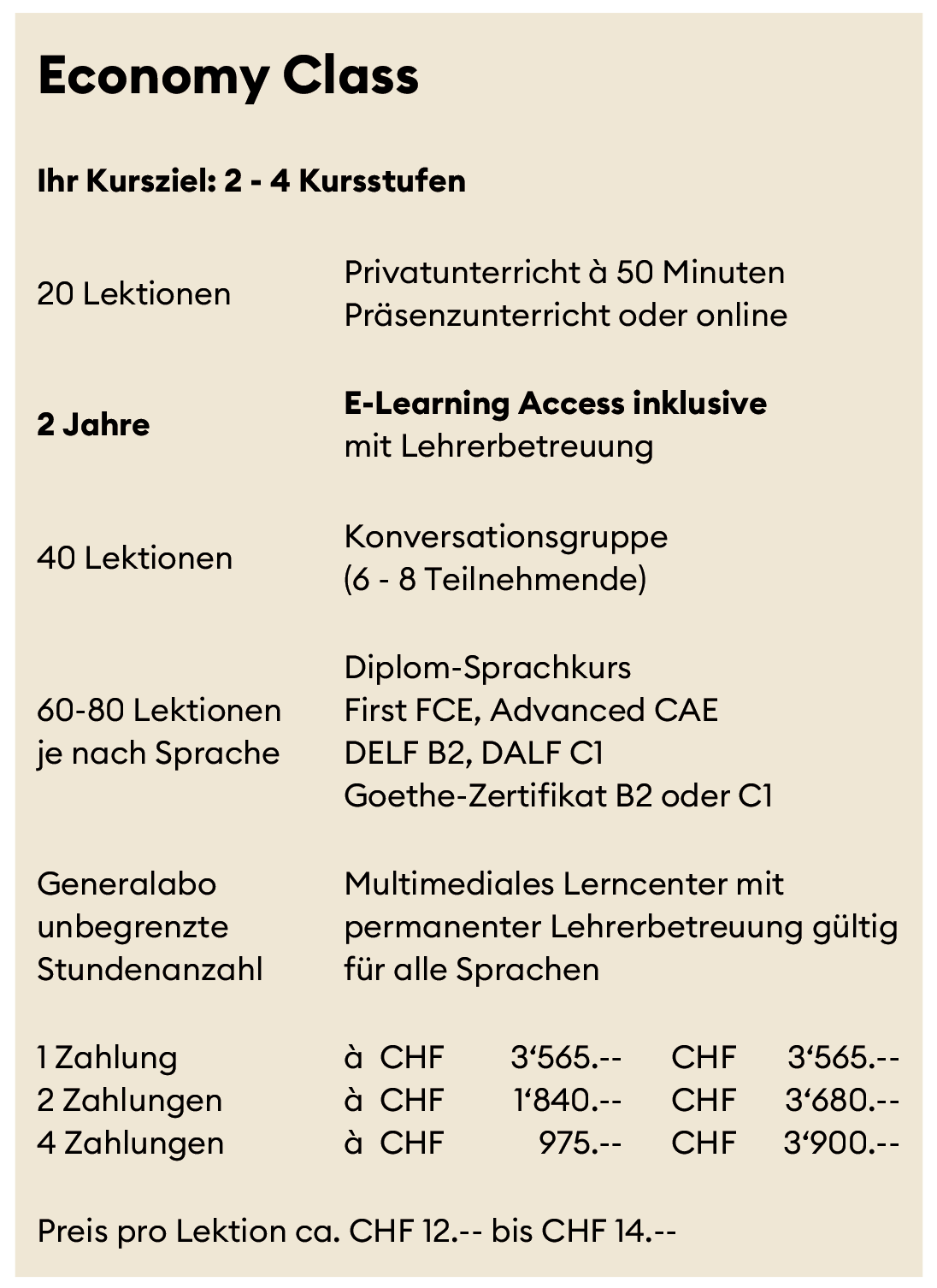 Sprachen Lernen - Power-Free-System Economy Class 2 Jahre